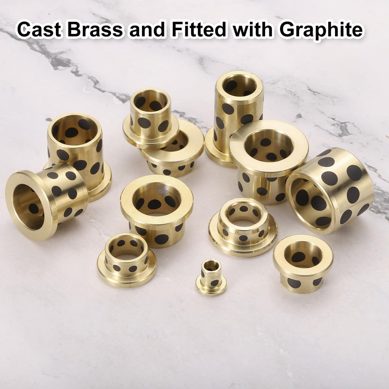 uxcell 4pcs Flange Sleeve Bearings 16mm Bore x 22mm OD x 20mm Height, Wrapped Oilless Flange Bushings Brass Graphite, Oilless Lubricating Cast Brass Bushing