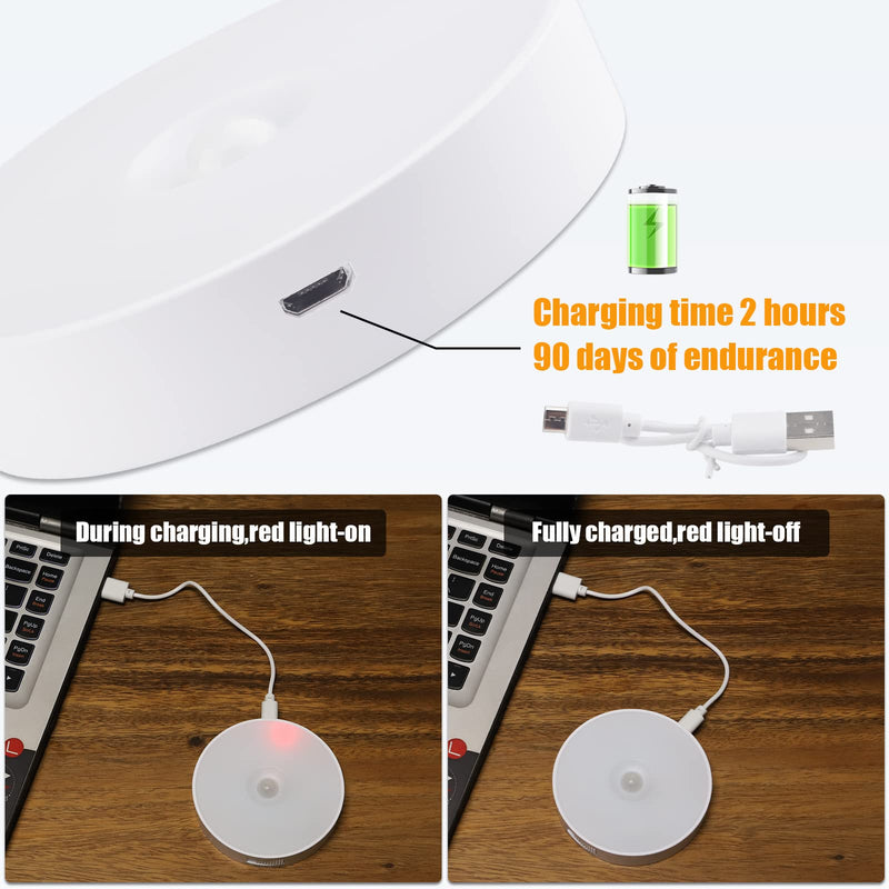 Upgraded Motion Sensor Light [8 LEDs], 3 Pack Night Light Rechargeable, 3M/120° Detection Range, 3 Modes, Closet Light, Bedroom Light, Anywhere Stair Light, Hallway Light - 6000K Cold White