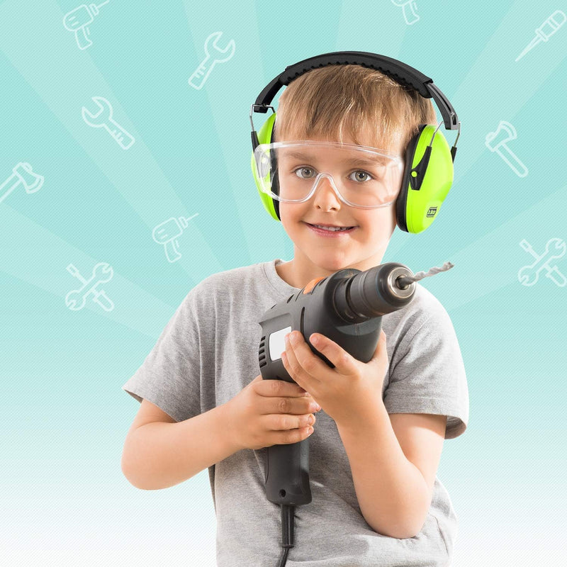 Dr.meter Ear Muffs for Noise Reduction: 27.4SNR Noise Cancelling Headphones for Kids Adults, EM100 Adjustable Hearing Protection Earmuffs for Monster Jam, Autism Sensory, Concerts, Fireworks Green