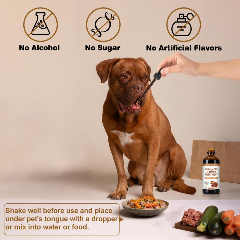 Dog Lumps and Bumps Treatment – Mushroom Supplement for Dogs – Lipoma Reduction, Boosts Immune Health, and Enhances Energy – with Reishi & Turkey Tail Mushrooms, 3.52 oz (Liquid)
