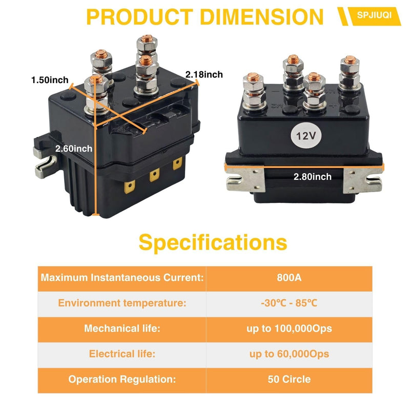 Winch Solenoid Relay 12V 500A Heavy Duty Controller Reversing Contactor 8000-12000LB for ATV SUV 4WD SUV Truck Winches Spreader Motors Compatible with Wireless Remote System