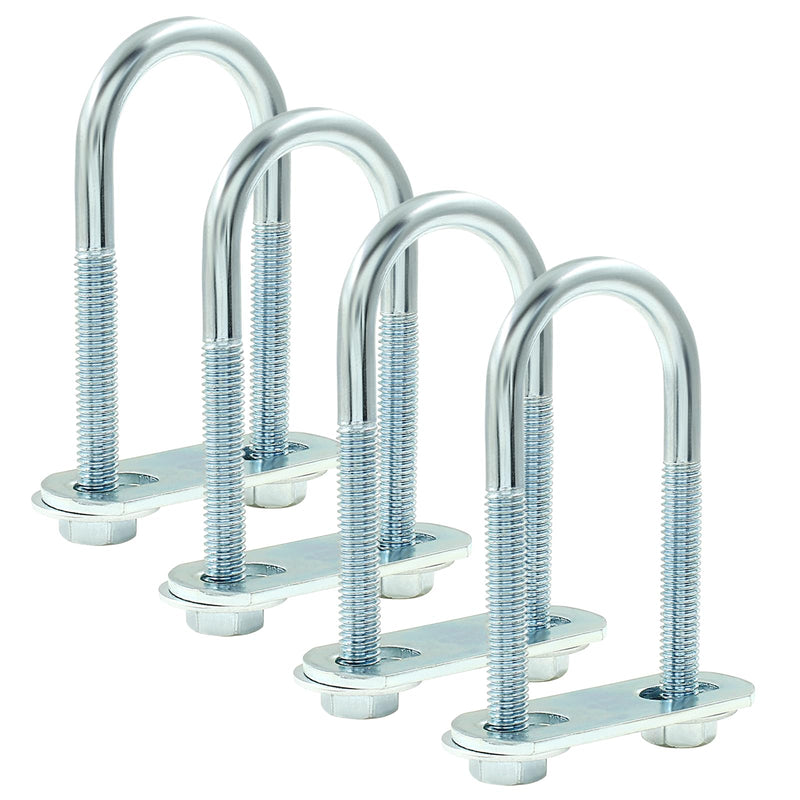 4 Sets M6 U Bolts 1 Inch Wide, Round U-Bolts with Frame Plates, Nuts, and Washer, Zinc Plated Steel U Clamp for Trailers, Boats (25 mm x 70 mm 25 mm x 70 mm