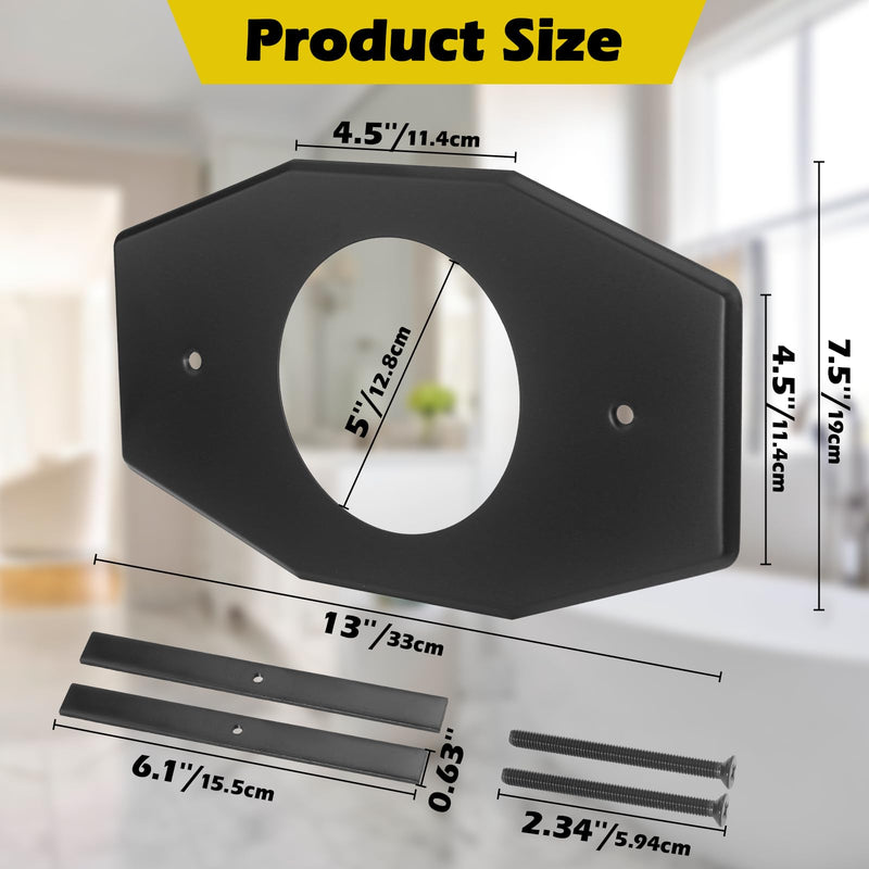 One-Hole Remodel Shower Cover Plate Replacement for Moen & Delta | Shower Valve Trim Single Hole Renovation Shower Cover Plate for 2 Handle or 3 Handle Shower Black D502-62