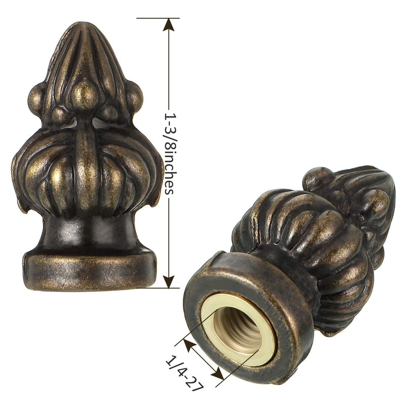 4 Pack Lamp Finial Cap Knob Antique Brass Lamp Finial Thread 1-3/8 inch High Retro Finial Decorations