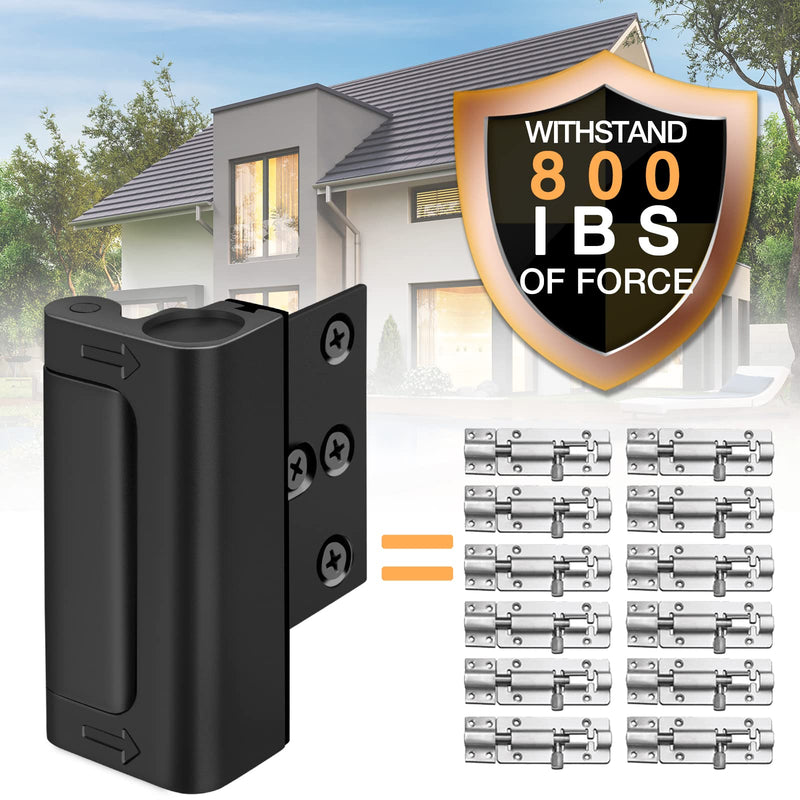Home Security Door Lock Reinforcement - Child Proof High Security Door Locks with 3" Stop Withstand 800 lbs for Inward Swinging Front Door, Night Kids Safety Metal Flip Lock Deadbolt Latch Defend Home Black