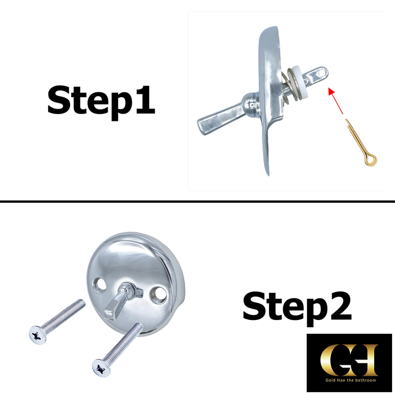 Bath Tub Waste Overflow Drain Trip Lever Face Plate for Bathtub with Matching Screws for Faceplate (Chrome) Chrome