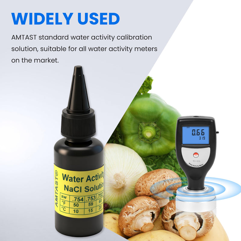 0.75AW Standard Water Activity NaCl Solution Used for Water Activity Meter Calibration 30ML Water Activity Standard Solution with 25°C (77°F) Standard AW Value (Model WA-60AC)