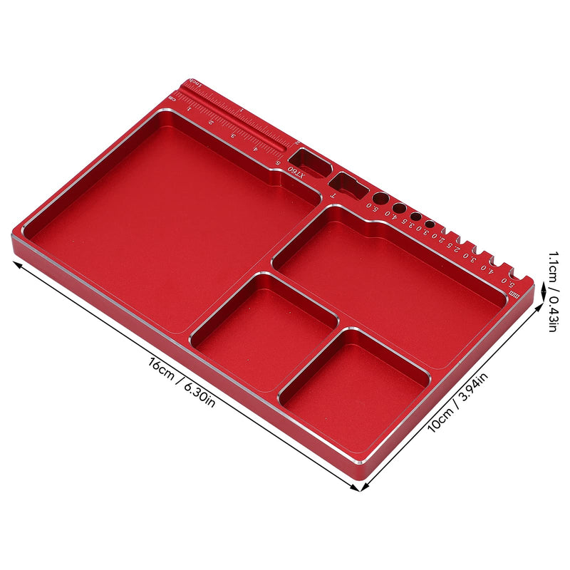Magnetic Screw Tray Aluminium Alloy Magnetic Adsorption Widely Used Magnetic Parts Tray with Magnetic Pad for RC Repair Magnetic Bowl for Screws(Red)