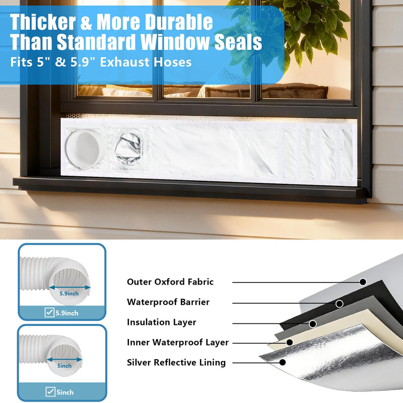 Window Seal Kit for Portable Air Conditioner Sliding Windows (11x64inch) 11x64" (28x162cm)