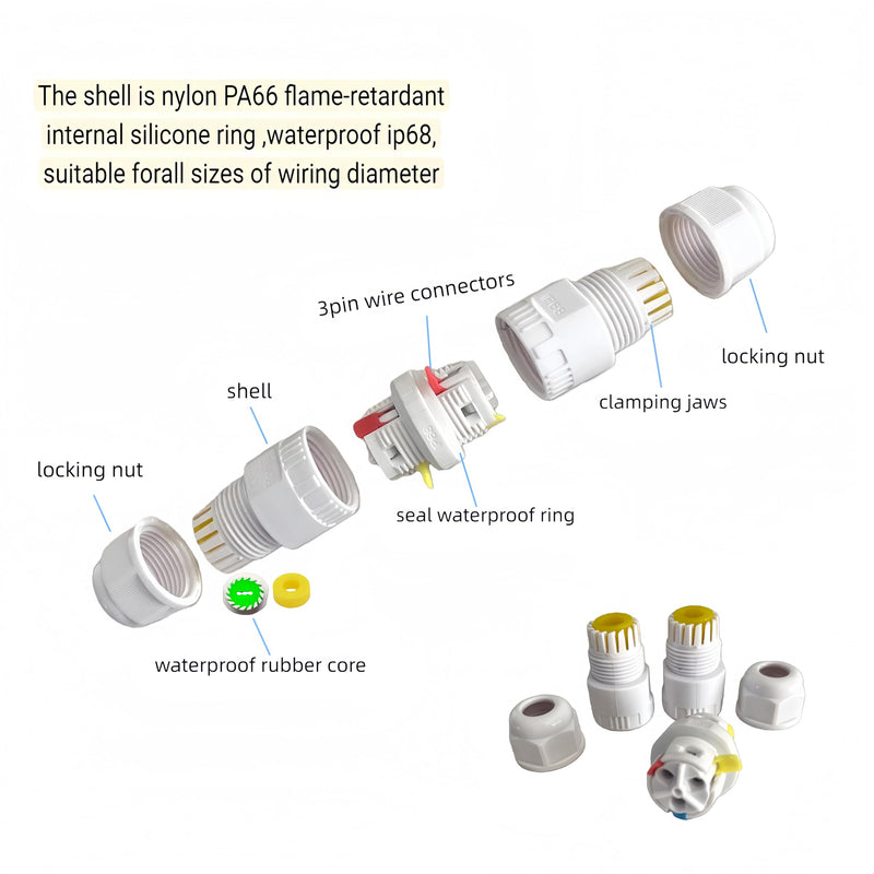 Waterproof Electrical Connectors for Govee Permanent Outdoor Lights,Junction Box Waterproof for Outdoor Road Landscape Lights,External Cord Boxes,Cable Diameter Ø5-12mm (5pcs) white-5