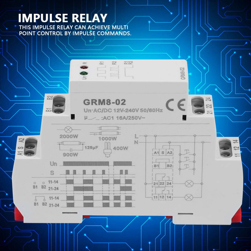 R elays Electronic Impulse Latching R elay, GRM8-02 Electronic Impulse R elay Latching R elay Memory R elay Din Rail,Electronic Impulse R elay, Current Sensing R elay