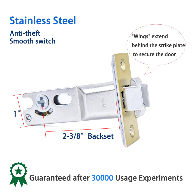 Dontay 2 Pack Pocket Door Lock with Key, Contemporary Entrance Sliding Barn Door Lock Latch, Recessed 2 Sided, 2 3/8" Backset, Flush Handles Hardware (Excluding Edge Pull, Satin Brass, Square)