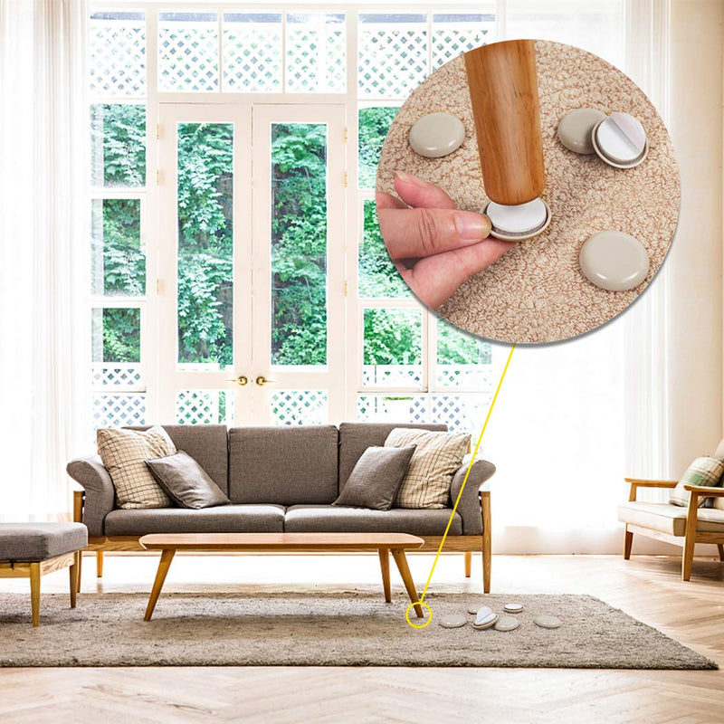 24 PCS Self-Stick Furniture Sliders,1 Inch Furniture Glides for Carpet,Furniture Moving Pads for Furniture-Adhesive Carpet Sliders 1 inch Round
