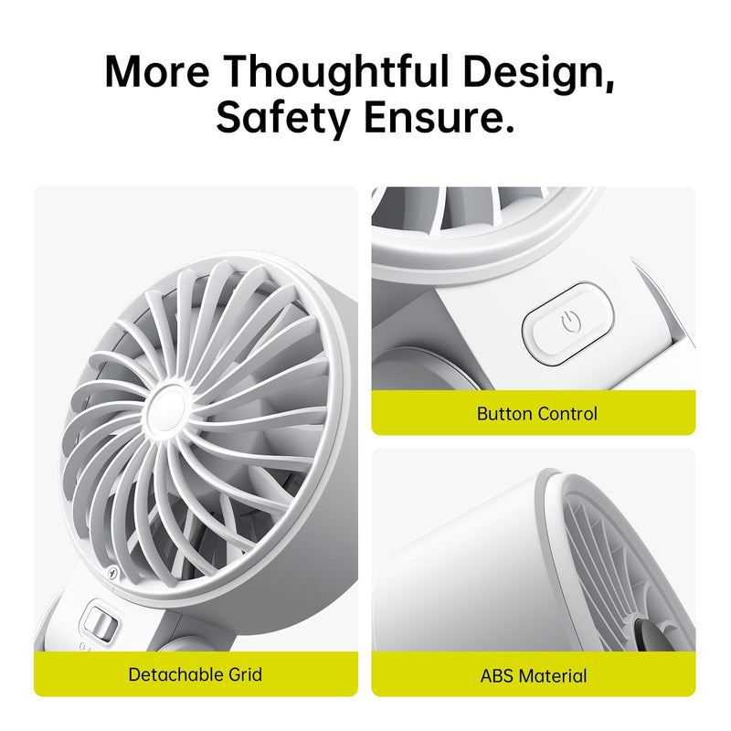 JISULIFE Handheld Fan Life7 – Ultimate Flexibility: High-Power Motor, LED Display, 19.5 Hrs Cooling, 5000mAh Rechargeable, 5-Speed, Foldable Design, 3-IN-1 Portable Fan for Travel Cruise Beach(Grey) Grey