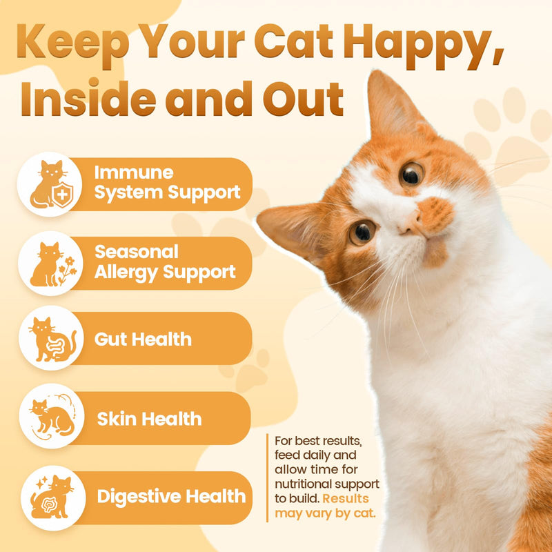 Cat Allergy Relief Chews for Cats, 500 Crunchy & Creamy Treats, Supports Itchy Skin, Paw Licking, Sneezing & Watery Eyes, Omega-3 Fish Oil + Probiotics, Immune Skin & Coat Support(90-Day Supply)