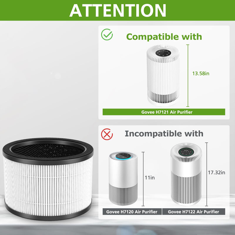 2 Pack H7121101 Replacement Filter for Govee H7121 Air Purifier