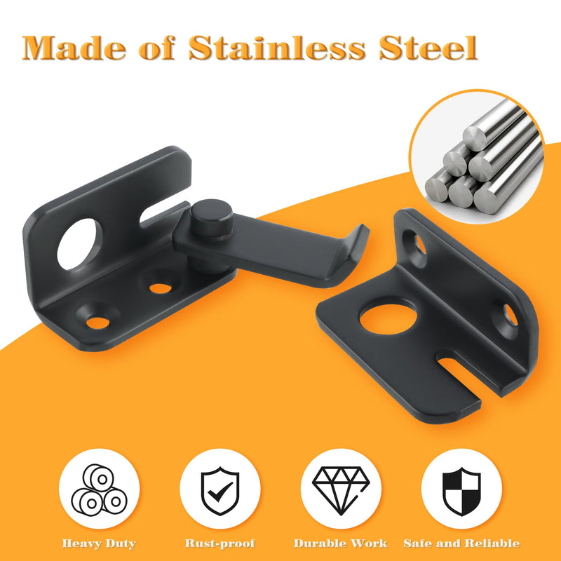 Alise Flip Latch Gate Latches Slide Bolt Latch Safety Door Lock Catch for Barn Cabinet Pet Cage Garden Bathroom Garage Window Sliding Door,MS4001-B Stainless Steel Matte Black Small Size