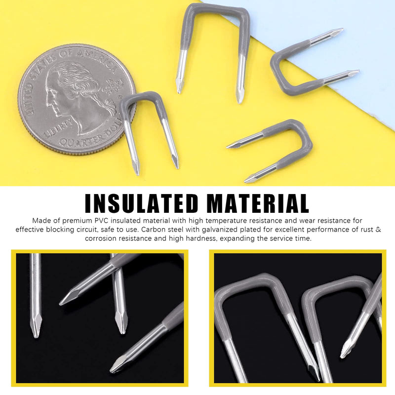 540 Pcs Insulated U Staple Nail Assortment Set with Storage Case, 0.56", 0.44“, 0.41", 0.36" Metal Cable Staple for Fixing Electrical Wire
