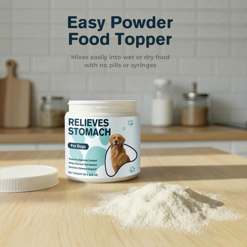 Dog Upset Stomach Relief, Sensitive Stomach Support & Constipation Relief for Dogs, Gut Balance Powder with Pumpkin & Ginger, Easy-to-Mix Digestive Comfort Supplement, 60 g