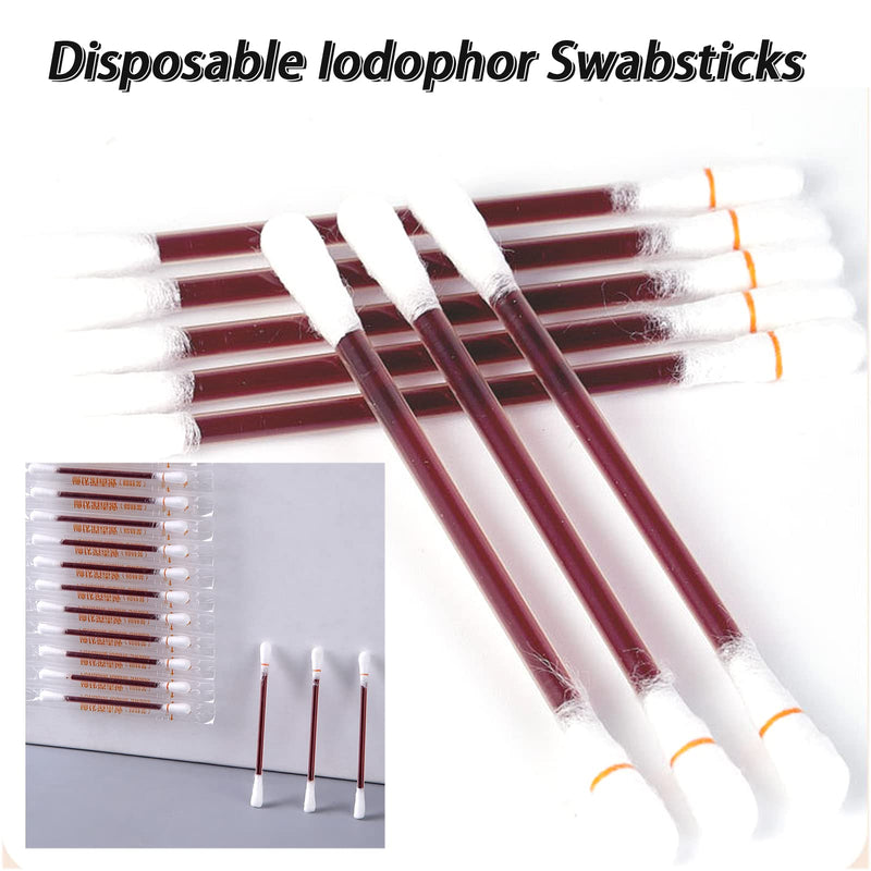 50 Pcs Cotton Iodine Swabs Individually Wrapped - Disposable Iodophor Swabsticks Medical Sanitary First Aid Kit Emergency Care Safety for Adult Kids