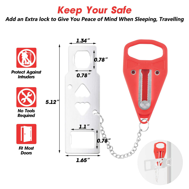 AceMining Portable Door Lock Home Security Door Lock Travel Lockdown Locks for Additional Safety and Privacy Perfect for Traveling Hotel Home Apartment College 1 Pack
