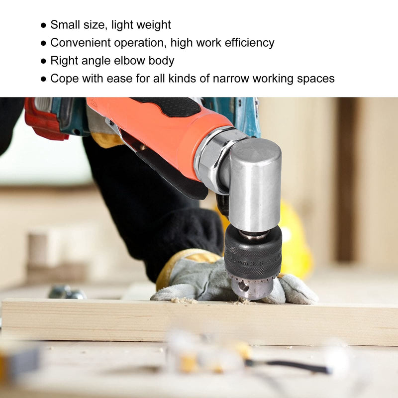 Air Right Angle Drilling Machine, Powerful Pneumatic Drill 90° 1/4 Elbow Head Manual Tool 0.6-0.8MPA 1500rpm with Wrench Air Drill Pneumatic Tool for Narrow Spaces, Furniture(American)