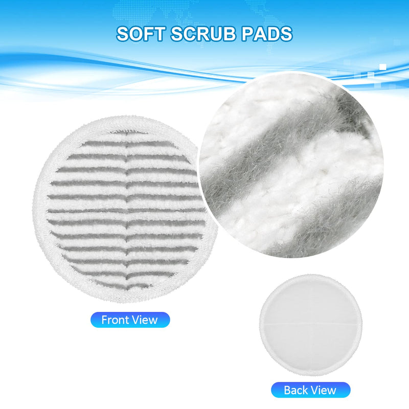 6 Pack Mop Pads Replacement Compatible with Bissell Spinwave Mops 2124 2039 2037 2039A Series Steam Mop Pads for Bissell Spinwave Hard Floor Cleaning Kits 2 Soft Pads, 2 Scrubby and 2 Heavy Scrub Pads Bissell Spinwave- 6 Pack(2 White+ 2 Gray+ 2 Orange)