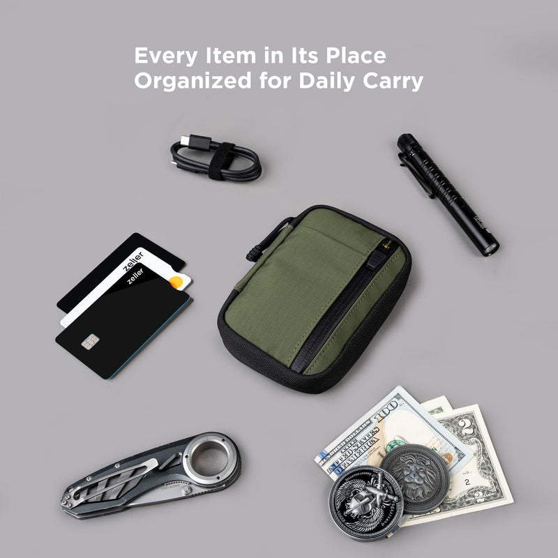 ALPAKA HUB Pouch V2 Tool Pouch Green Axoflux 210D Ripstop Nylon | For Cables, Cards, Coins, RFID Blocking Pocket Protector，Everyday Carry and Travel Green Slim-Axoflux 210D