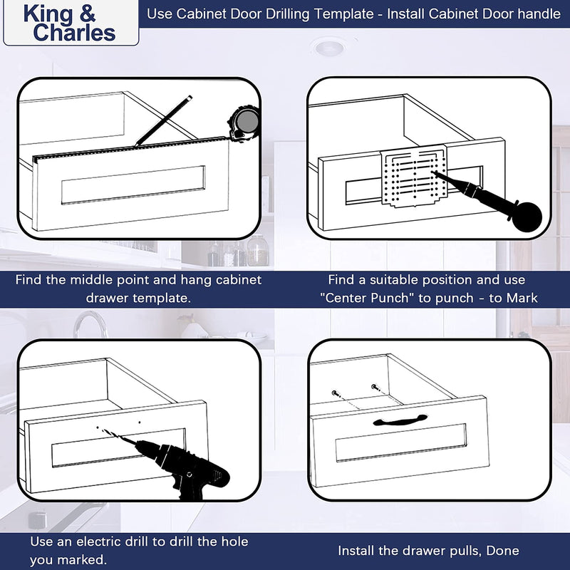 King&Charles Cabinet Hardware Template, Cabinet Handle Template Tool - Cabinet Pull/Knob Template for Cabinet Hardware, Cabinet Template for Handles and Pulls with Center Punch. Classic Align Sizes