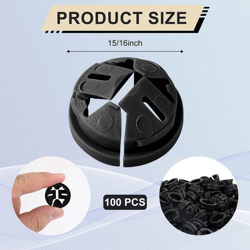100pcs Push-in Cable Connectors, 3/8 Inch Trade Size Non-Metallic Push In Connector Plastic Electrical Box Wire Inserts Button Push-in NM Cable Clamps Connector for 1/2 Inch Knockouts (Black) Black