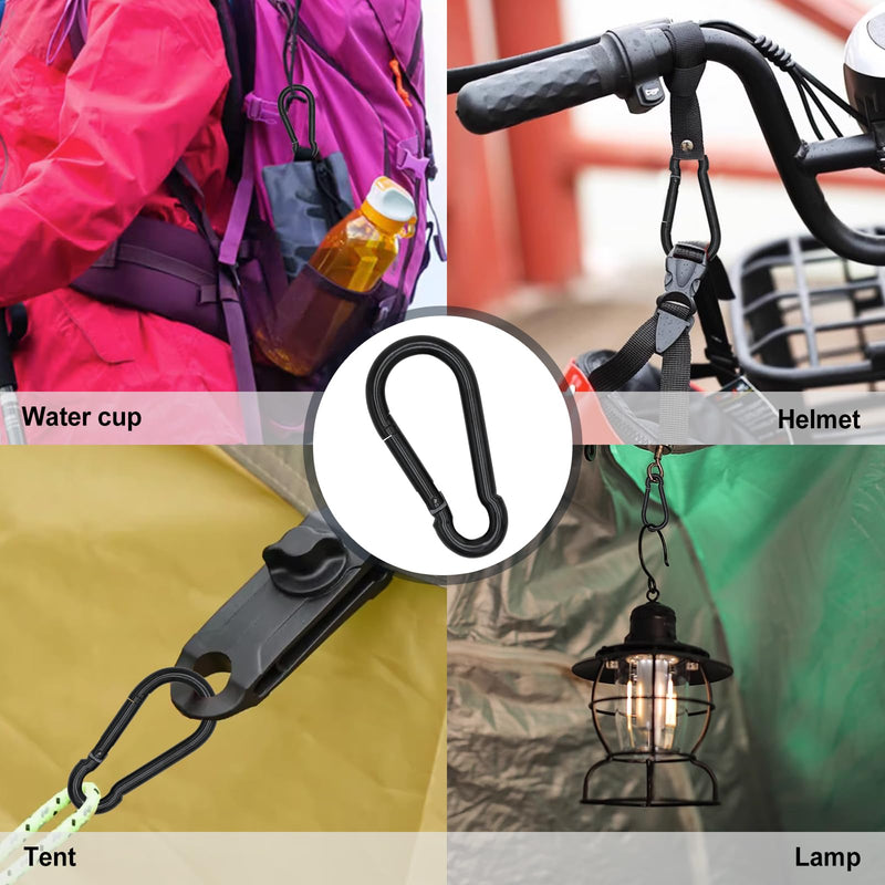 KINLINK 10 Pack Black Carabiner Clip, 1.57 inch Heavy Duty Spring Snap Hook, Small Caribeener Clips for Outdoor Camping, Swing Set, Hammock, Hiking Travel, Fishing, Quick Link Keychain 1.57 IN