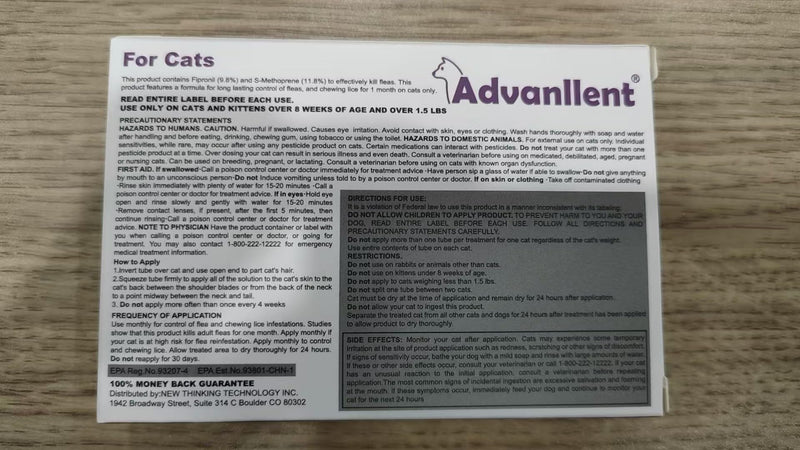 Flea and Tick Prevention for Cats, Flea and Tick Treatment for Cat Kitten, Flea & Tick Control, Over 1.5 Pounds, 6 Doses cat-6 Doses