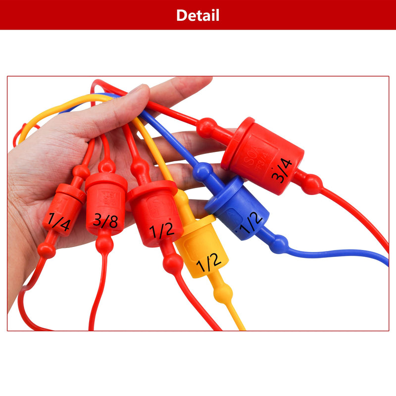2sets 1/2 ISO A Hydraulic Coupler Male Dust Cap and Female Plug Cover,ISO A Pioneer Style Hydraulic Quick Disconnects Port Plug Cover Fittings,Red Cap with Retaining Ring Keeps Cap Connected to Hose Red 2