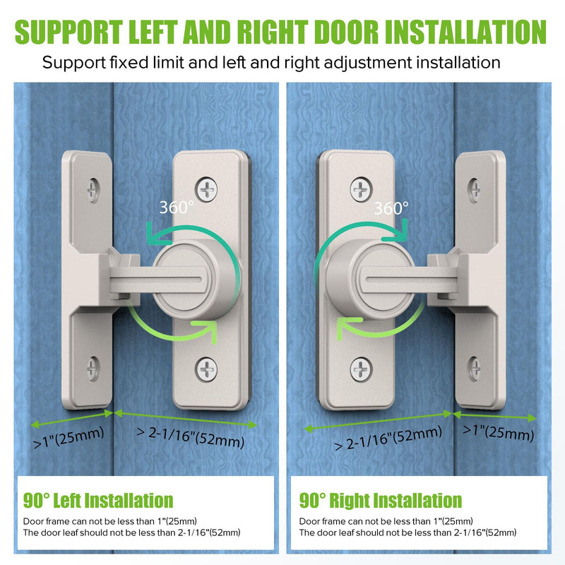 Barn Door Lock Hardware, 90 Degree Heavy Duty Safety Gate Latches Flip Bolt Latch Lock, Barn Sliding Door Latch Suitable for Garden, Bathroom, Outdoor, Window (Nickel-2PCS) Nickel-2PCS