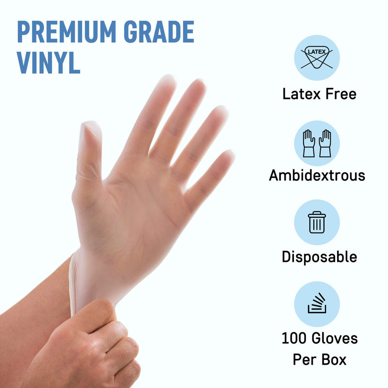 Dre Health Medium Clear Vinyl Medical Exam Gloves - Pack of 100 Medium (Pack of 100)