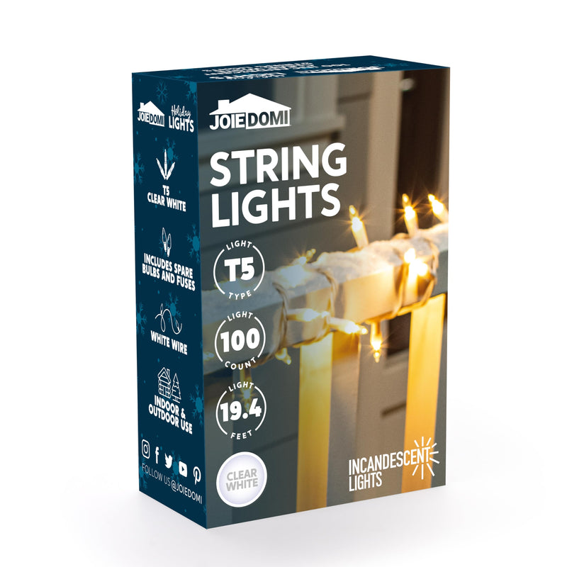 JOIEDOMI Christmas String Lights Indoor,100 Count Mini Warm Fairy Light,21.5FT Lighting Decor for Patio Dorm Classroom Bedroom Holiday Wedding Party Garland Birthday Festival Valentines Day,White Wire White 100ct