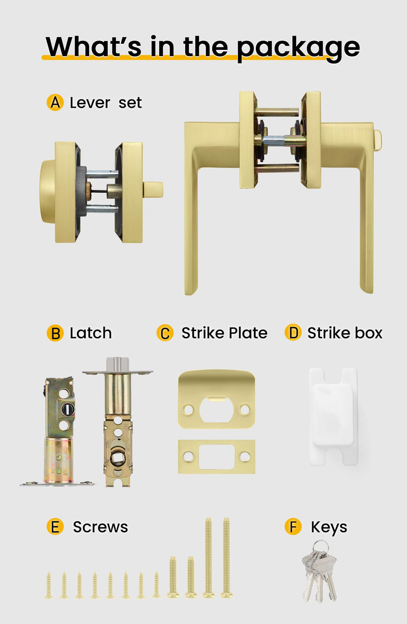 goldenwarm Exterior Door Lock Set Gold Front Door Lock Set, Heavy Duty Zinc-alloyed Front Door Handle and Deadbolt Set (1 Pack) 1 Pack