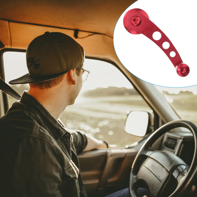 2PC Universal Window Crank Handle, Aluminum Car Window Opener Handle Kit, Replacement Winder Crank Kit for Auto Vehicle (Red) Red