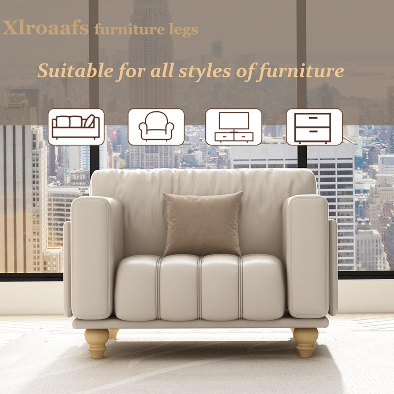 Wood Couch Legs 5 inch Sofa Legs for Furniture Set of 4, Natural Replacement Wooden Legs Furniture Feet Table Cabinet Dresser Bed Frame Legs