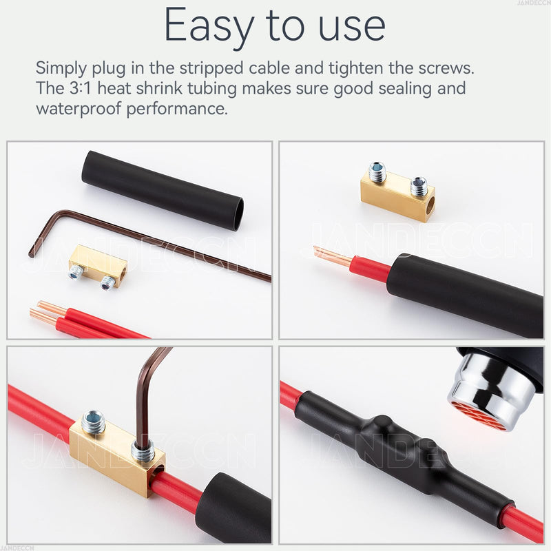 20Pcs 8AWG 20Amp Wire Connectors Kit, 1 Conductor Quick Splicing Wire Terminals with Screws and Heat Shrink Tubes 8 Gauge-20Amp