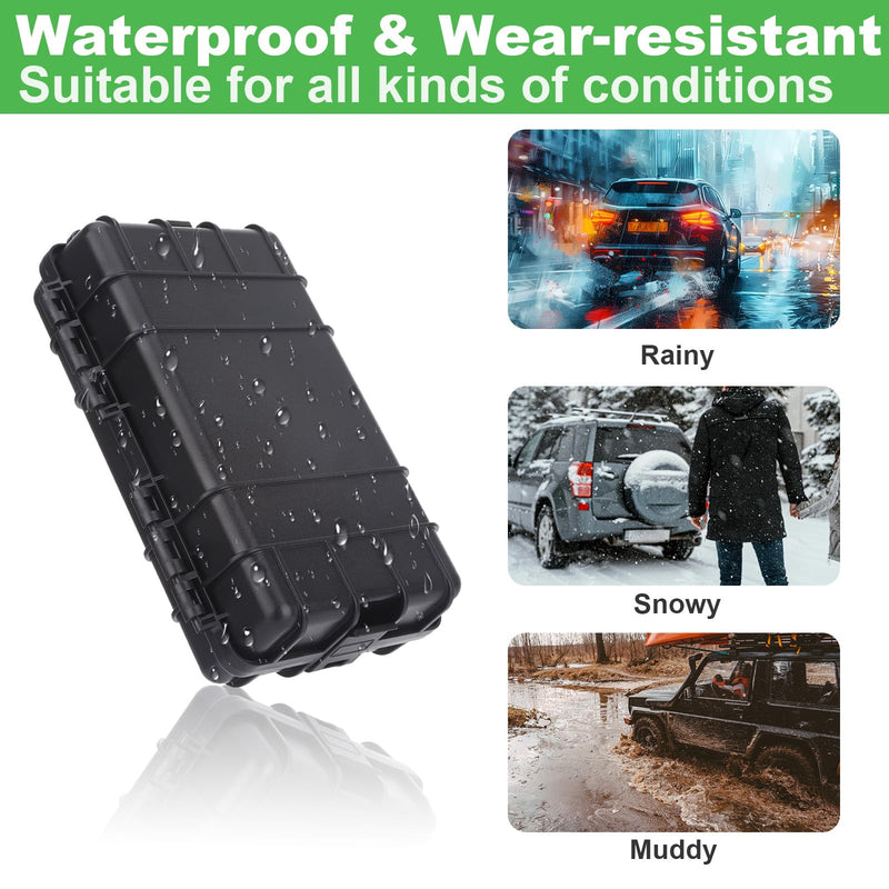 Magnetic Lock Box for Under Car, Waterproof Magnetic Box Holder for Car Keys, Black Hide a Key-Magnetic Car Boxes, Travel Magnetic-Keys Hider for Cars Organizer,4 Strong Magnets