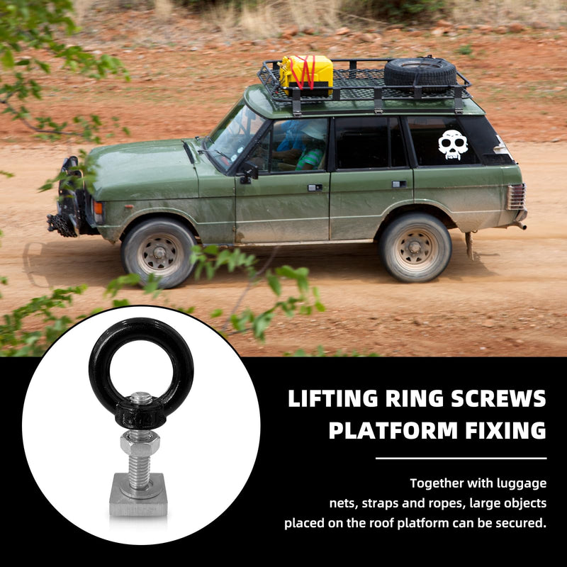 4 Pack M8 T-Slot Bolt with Eye Nut, Stainless Steel Roof Rack T Track Bolts, Heavy Duty Lifting Eye Bolts T Slot Bolt Tie Down Rings Anchoring Kit for Holding Bungee Cord, Ropes, Hooks