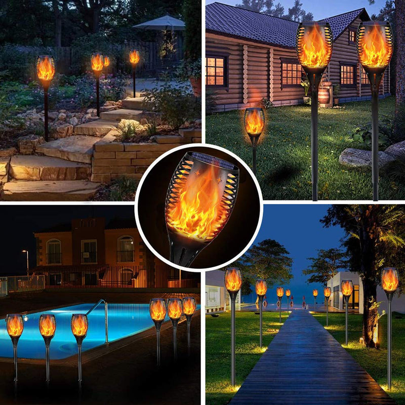 YoungPower Landscape Solar Torch Lights, Waterproof Flickering Flames Torches Lights Outdoor Flame Lights Decoration Lighting Dusk to Dawn Auto On/Off Security Light for Deck Yard Driveway, 2P 2 Pack