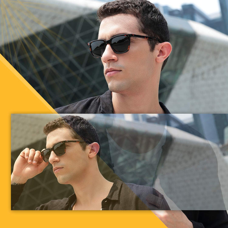 CARFIA Polarized Men's Sunglasses UV400 Protection for Driving Fishing Cool Man Acetate Shades CA5354L 1. Tortoise Frame Grey Lens Multicolor