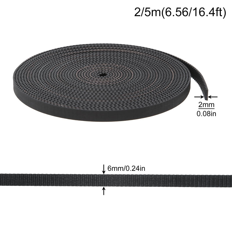 GT2 Timing Belt 5M (16.4ft) Length Open Belt 2mm Pitch 6mm Width Rubber Fiberglass