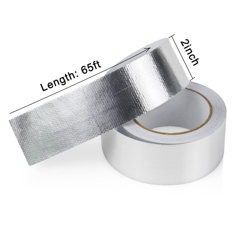 BOMEI PACK 1 Roll Aluminum Foil Heat Shield Tape Cool Tape 2 Inch x 66 ft Heat Reflective Heat Shield Thermal Barrier Foil Tape Heat Resistant Tape for Hose and Auto Use 2in*66ft