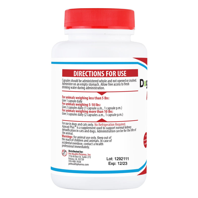 Azovast Plus Kidney Health Supplement for Dogs & Cats, 120ct - NO Refrigeration Required - Help Support Kidney Function & Manage Renal Toxins - Renal Care Supplement Capsule(U.S.A) 120 Caps (Pack of 1) - PawsPlanet Australia