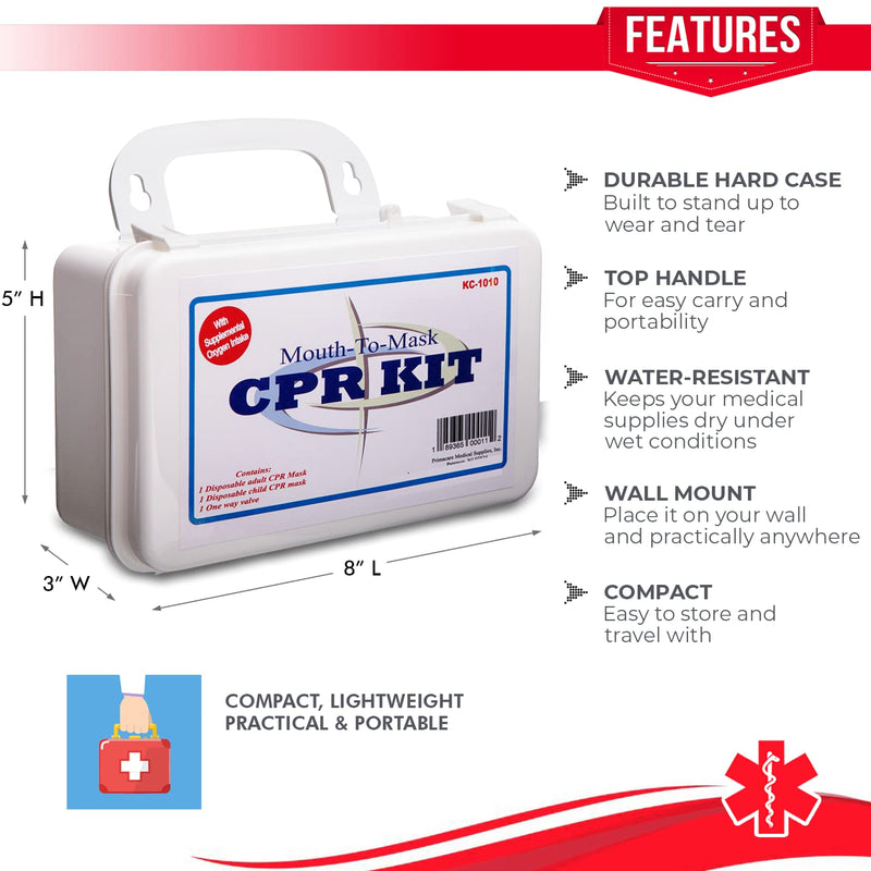 NOVAMEDIC First Aid CPR Mask Kit for Adult, Child and Infant, 8.3”x5”x”3.1”, Detachable Single Valve Pocket Resuscitator with Hard Case, Wall Mount and Vinyl Gloves