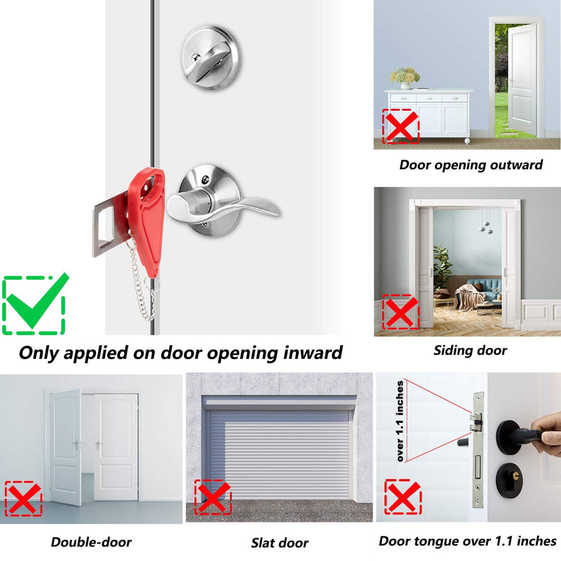 AceMining Portable Door Lock Home Security Door Lock Travel Lockdown Locks for Additional Safety and Privacy Perfect for Traveling Hotel Home Apartment College 1 Pack