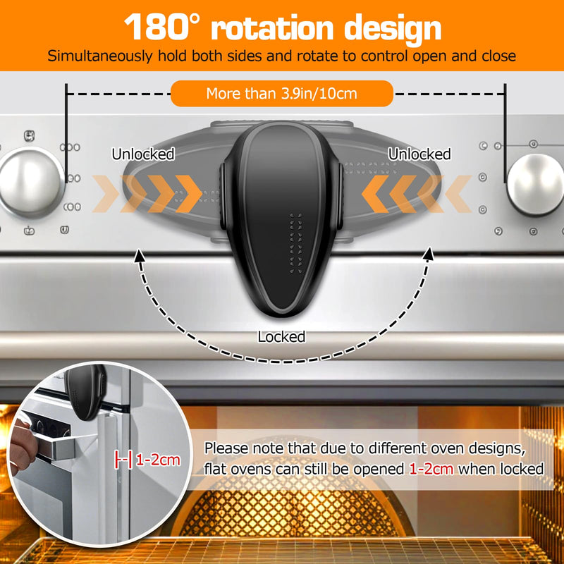 Oven Lock Child Safety (4 Pack), Cabinet Locks Baby Proofing, Baby and Child Proof Locks for Drawer Oven Stove Door, Easy to Install, No Tools Need, Upgrade Heat-Resistant Material - Black
